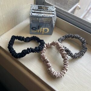 Slip Silk Hair Ties Trio - Black, Cream, Leopard